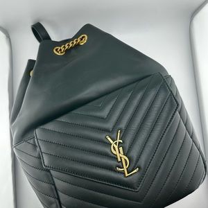 Saint Laurent joe quilted logo- plaque backpack in Green